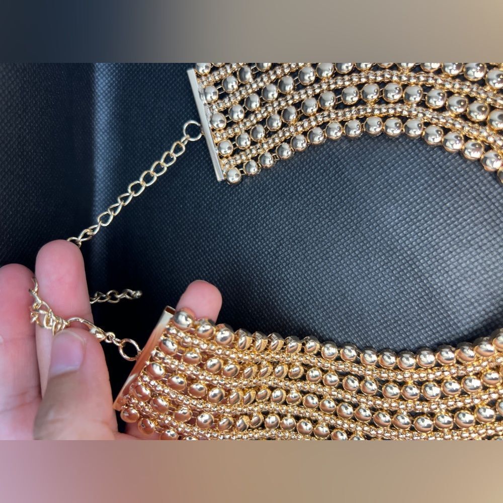 Zara Bold Multilayered Gold Chocker Necklace - Picture 13 of 14